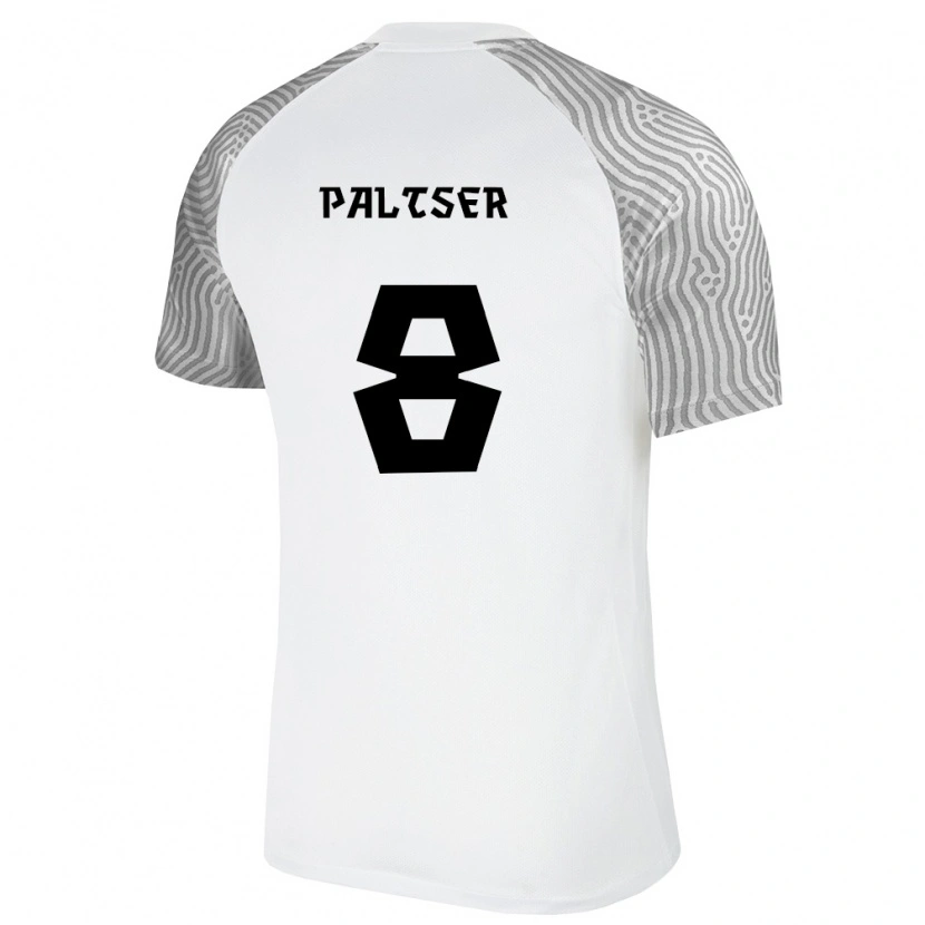 Danxen Mujer Camiseta Estonia Eerik Paltser #8 Blanco Gris 2ª Equipación 26-28 La Camisa