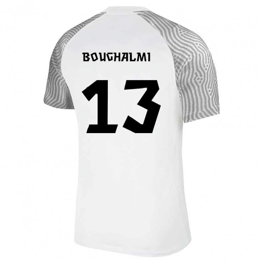 Danxen Mujer Camiseta Estonia Youssef Boughalmi #13 Blanco Gris 2ª Equipación 26-28 La Camisa