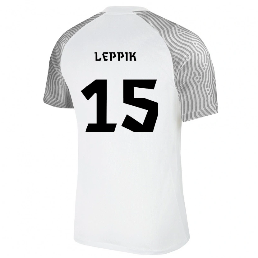 Danxen Mujer Camiseta Estonia Romet Leppik #15 Blanco Gris 2ª Equipación 26-28 La Camisa
