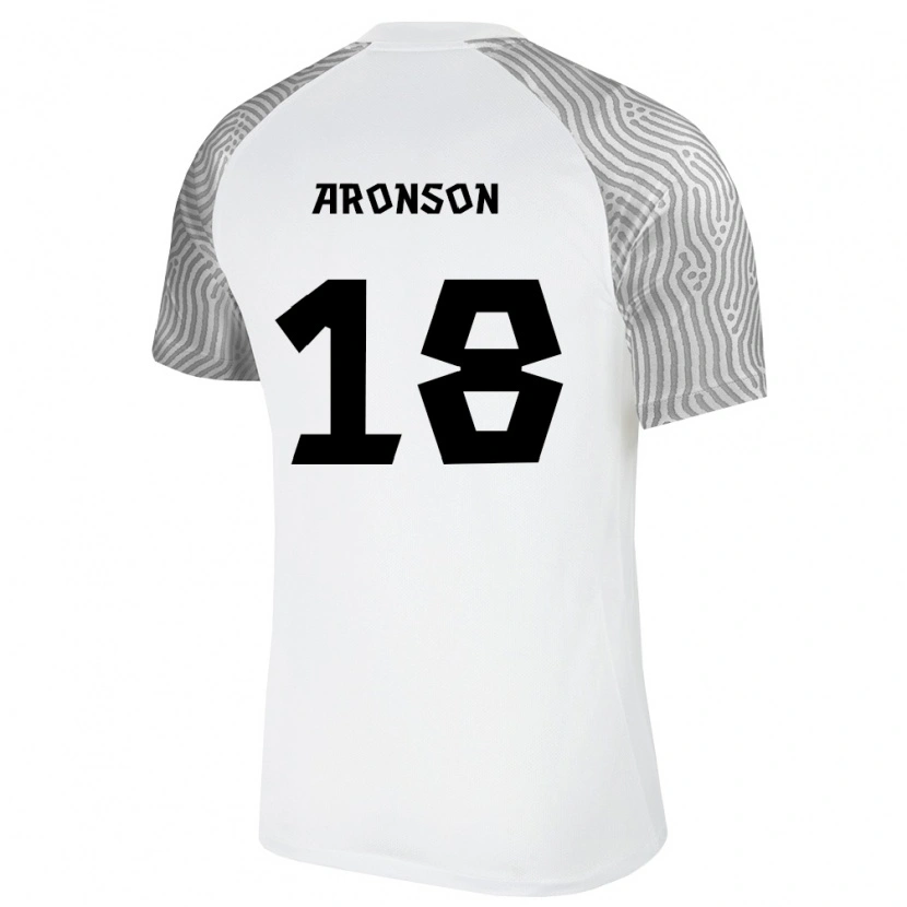 Danxen Mujer Camiseta Estonia Arseni Aronson #18 Blanco Gris 2ª Equipación 26-28 La Camisa
