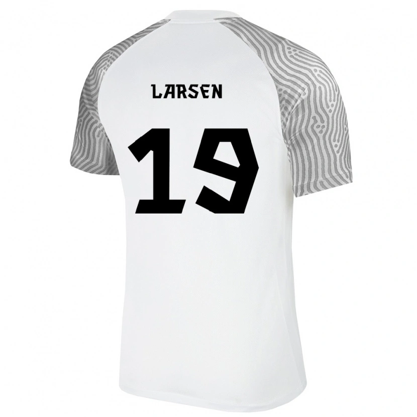 Danxen Mujer Camiseta Estonia Michael Schjönning-Larsen #19 Blanco Gris 2ª Equipación 26-28 La Camisa