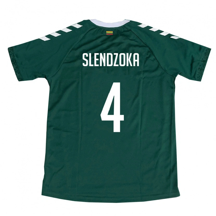 Danxen Mujer Camiseta Lituania Domas Slendzoka #4 Verde Oscuro Blanco 2ª Equipación 26-28 La Camisa