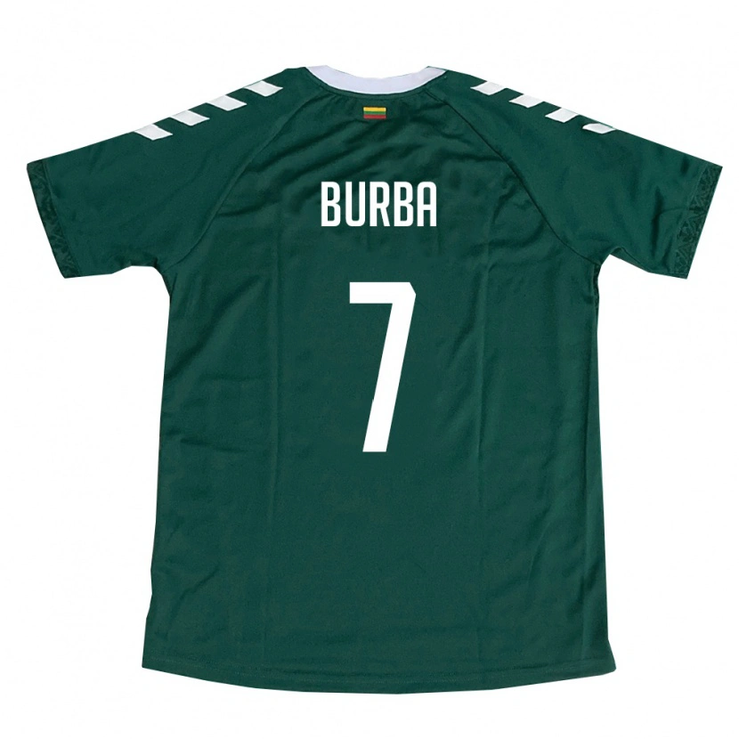 Danxen Mujer Camiseta Lituania Motiejus Burba #7 Verde Oscuro Blanco 2ª Equipación 26-28 La Camisa