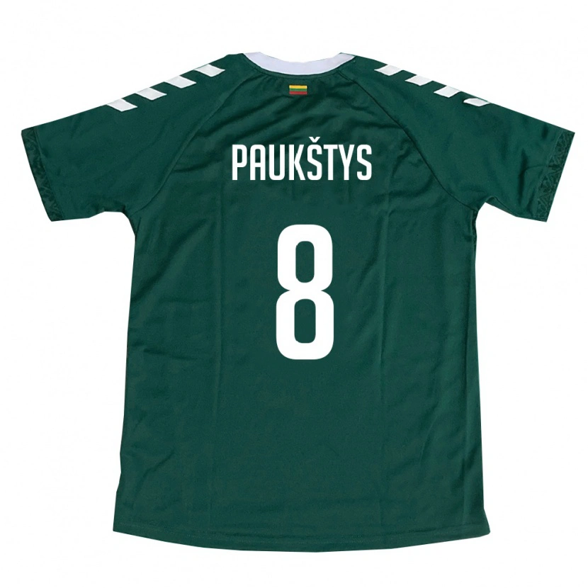 Danxen Mujer Camiseta Lituania Skirmantas Paukštys #8 Verde Oscuro Blanco 2ª Equipación 26-28 La Camisa