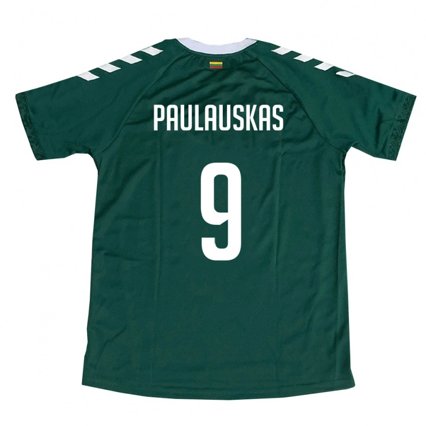 Danxen Mujer Camiseta Lituania Gytis Paulauskas #9 Verde Oscuro Blanco 2ª Equipación 26-28 La Camisa