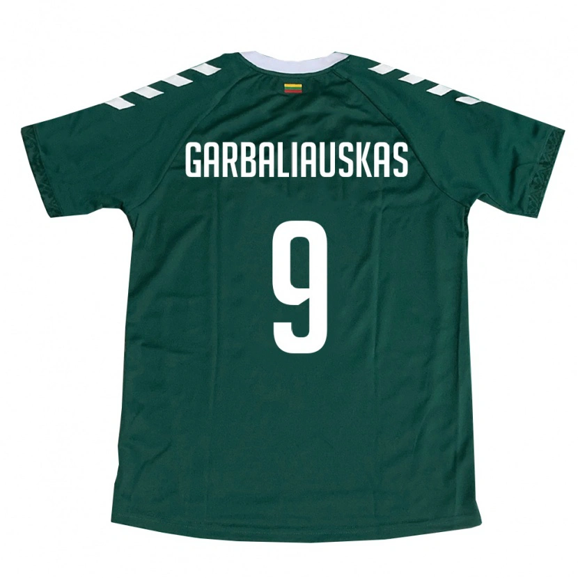 Danxen Mujer Camiseta Lituania Nedas Garbaliauskas #9 Verde Oscuro Blanco 2ª Equipación 26-28 La Camisa