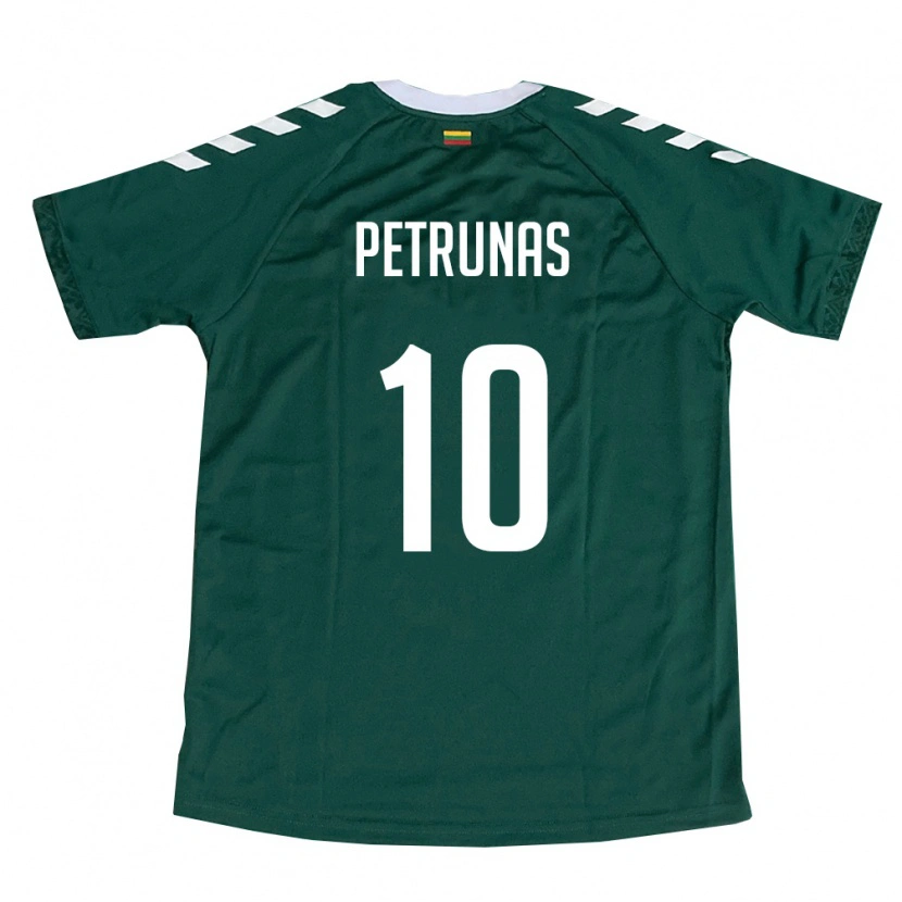 Danxen Mujer Camiseta Lituania Lukas Petrunas #10 Verde Oscuro Blanco 2ª Equipación 26-28 La Camisa