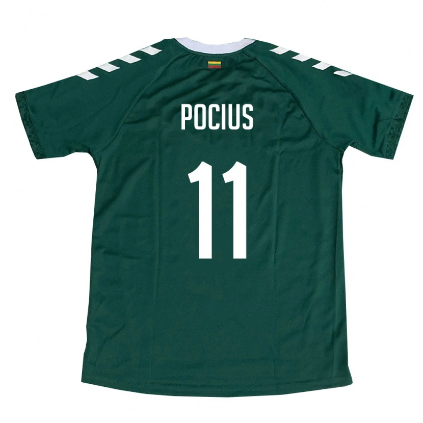 Danxen Mujer Camiseta Lituania Vėjas Pocius #11 Verde Oscuro Blanco 2ª Equipación 26-28 La Camisa