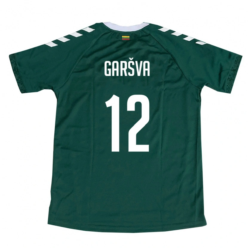 Danxen Mujer Camiseta Lituania Rapolas Garšva #12 Verde Oscuro Blanco 2ª Equipación 26-28 La Camisa