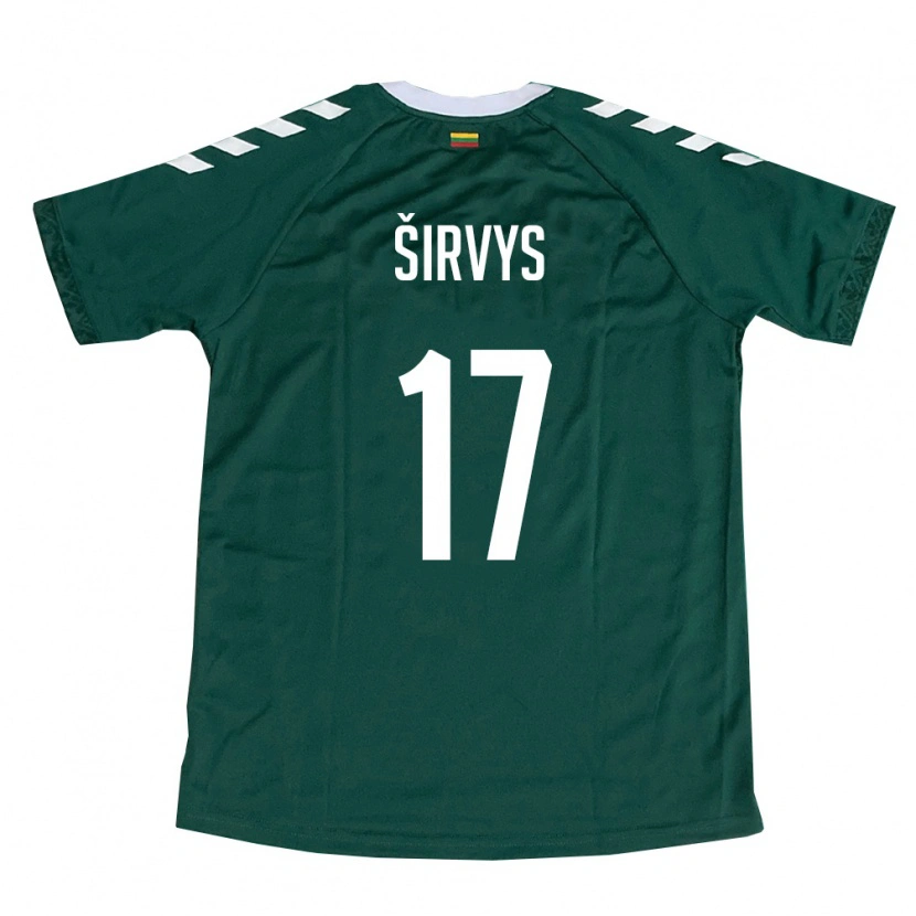 Danxen Mujer Camiseta Lituania Pijus Sirvys #17 Verde Oscuro Blanco 2ª Equipación 26-28 La Camisa