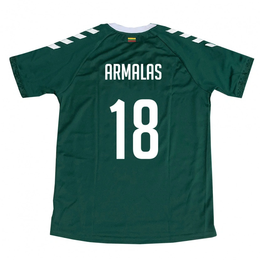 Danxen Mujer Camiseta Lituania Vilius Armalas #18 Verde Oscuro Blanco 2ª Equipación 26-28 La Camisa