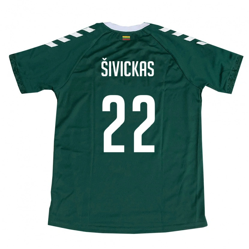Danxen Mujer Camiseta Lituania Vilius Šivickas #22 Verde Oscuro Blanco 2ª Equipación 26-28 La Camisa