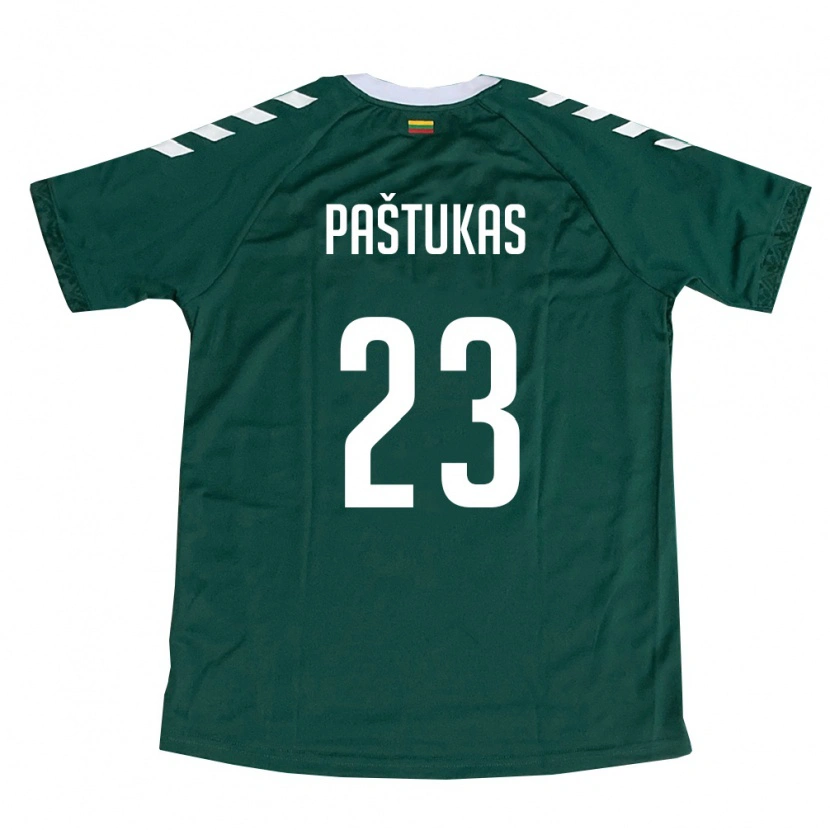 Danxen Mujer Camiseta Lituania Justas Paštukas #23 Verde Oscuro Blanco 2ª Equipación 26-28 La Camisa