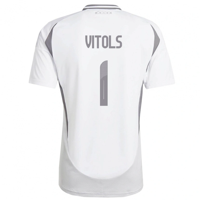 Danxen Mujer Camiseta Letonia Rodrigo Vitols #1 Blanco Gris Oscuro 2ª Equipación 26-28 La Camisa
