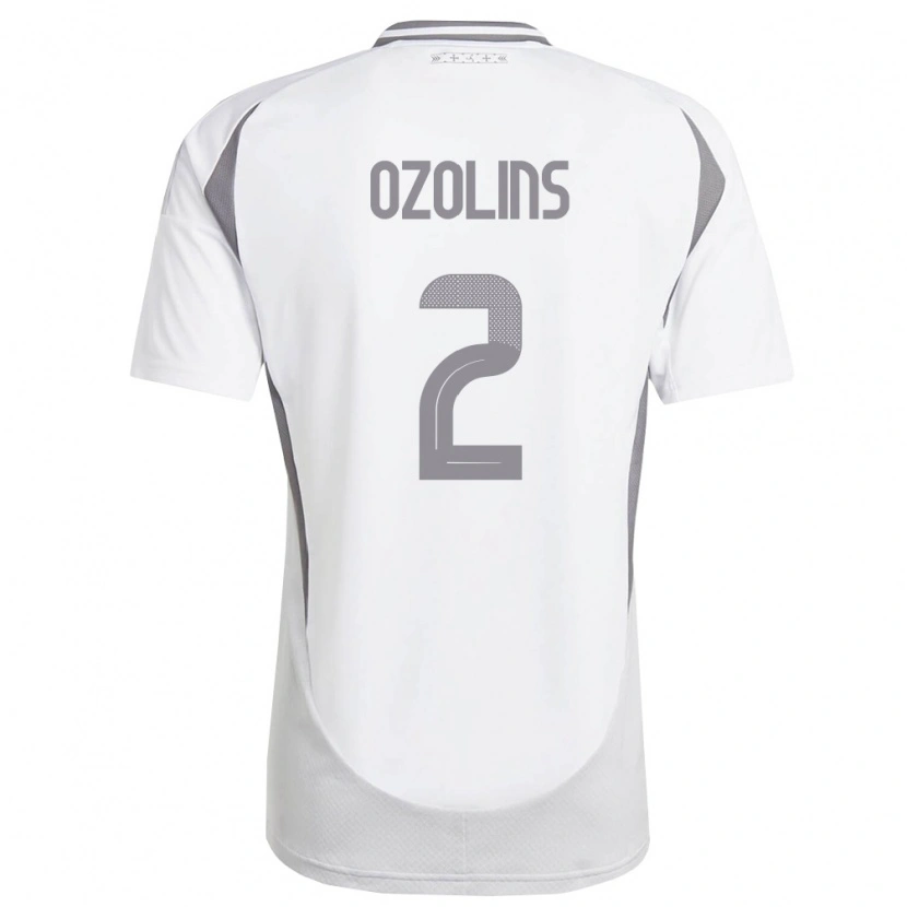 Danxen Mujer Camiseta Letonia Ernests Ozolins #2 Blanco Gris Oscuro 2ª Equipación 26-28 La Camisa