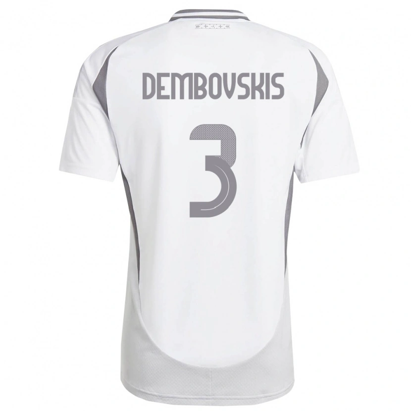 Danxen Mujer Camiseta Letonia Markuss Dembovskis #3 Blanco Gris Oscuro 2ª Equipación 26-28 La Camisa