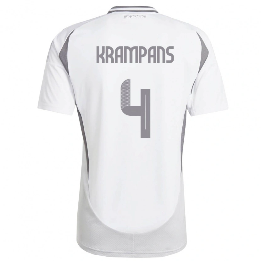 Danxen Mujer Camiseta Letonia Oskars Krampans #4 Blanco Gris Oscuro 2ª Equipación 26-28 La Camisa