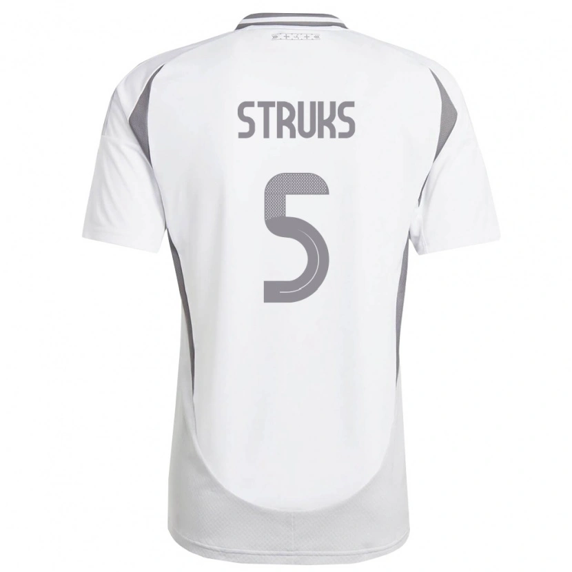 Danxen Mujer Camiseta Letonia Ivans Struks #5 Blanco Gris Oscuro 2ª Equipación 26-28 La Camisa