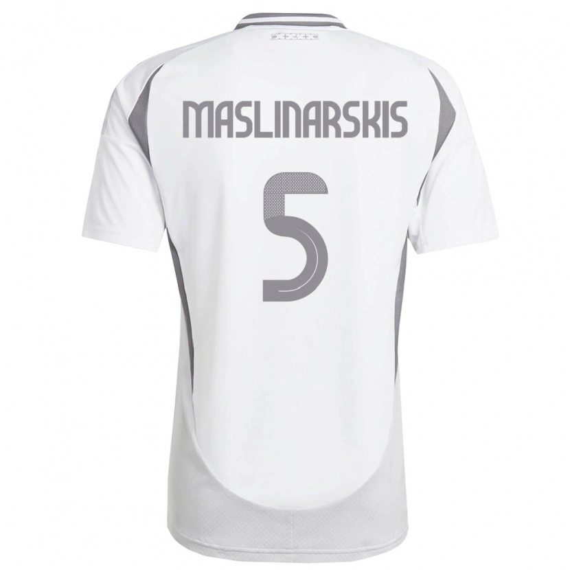 Danxen Mujer Camiseta Letonia Gustavs Maslinarskis #5 Blanco Gris Oscuro 2ª Equipación 26-28 La Camisa