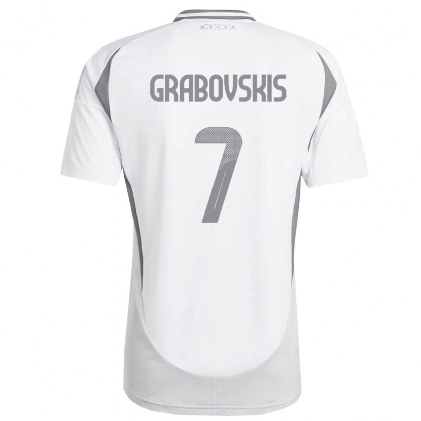 Danxen Mujer Camiseta Letonia Kristaps Grabovskis #7 Blanco Gris Oscuro 2ª Equipación 26-28 La Camisa