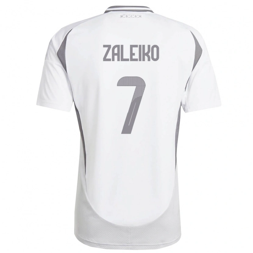 Danxen Mujer Camiseta Letonia Glebs Zaleiko #7 Blanco Gris Oscuro 2ª Equipación 26-28 La Camisa