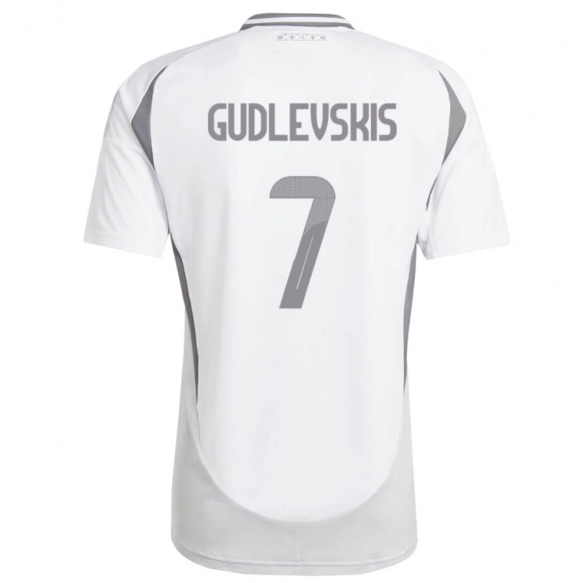 Danxen Mujer Camiseta Letonia Reinards Gudlevskis #7 Blanco Gris Oscuro 2ª Equipación 26-28 La Camisa