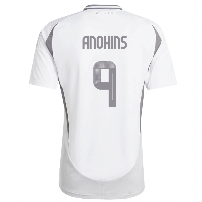Danxen Mujer Camiseta Letonia Ilija Anohins #9 Blanco Gris Oscuro 2ª Equipación 26-28 La Camisa
