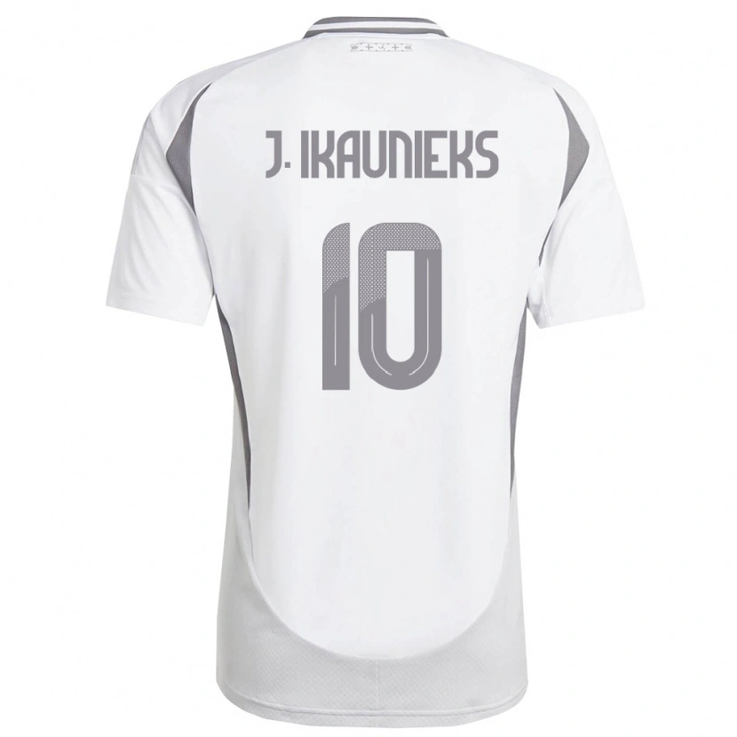 Danxen Mujer Camiseta Letonia Janis Ikaunieks #10 Blanco Gris Oscuro 2ª Equipación 26-28 La Camisa