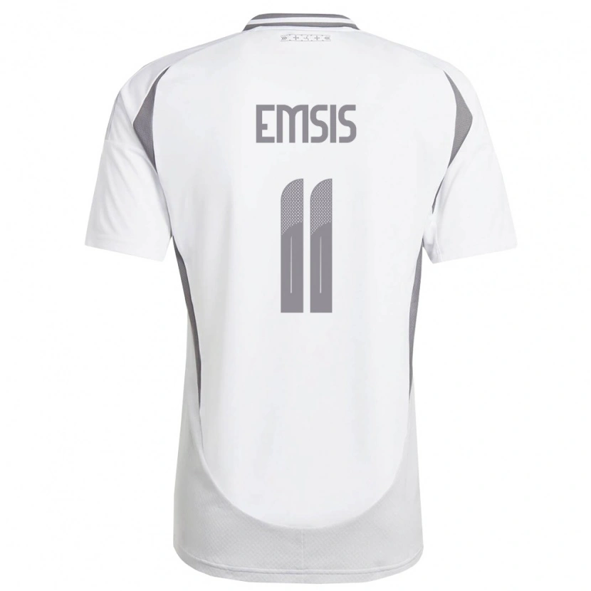 Danxen Mujer Camiseta Letonia Eduards Emsis #11 Blanco Gris Oscuro 2ª Equipación 26-28 La Camisa