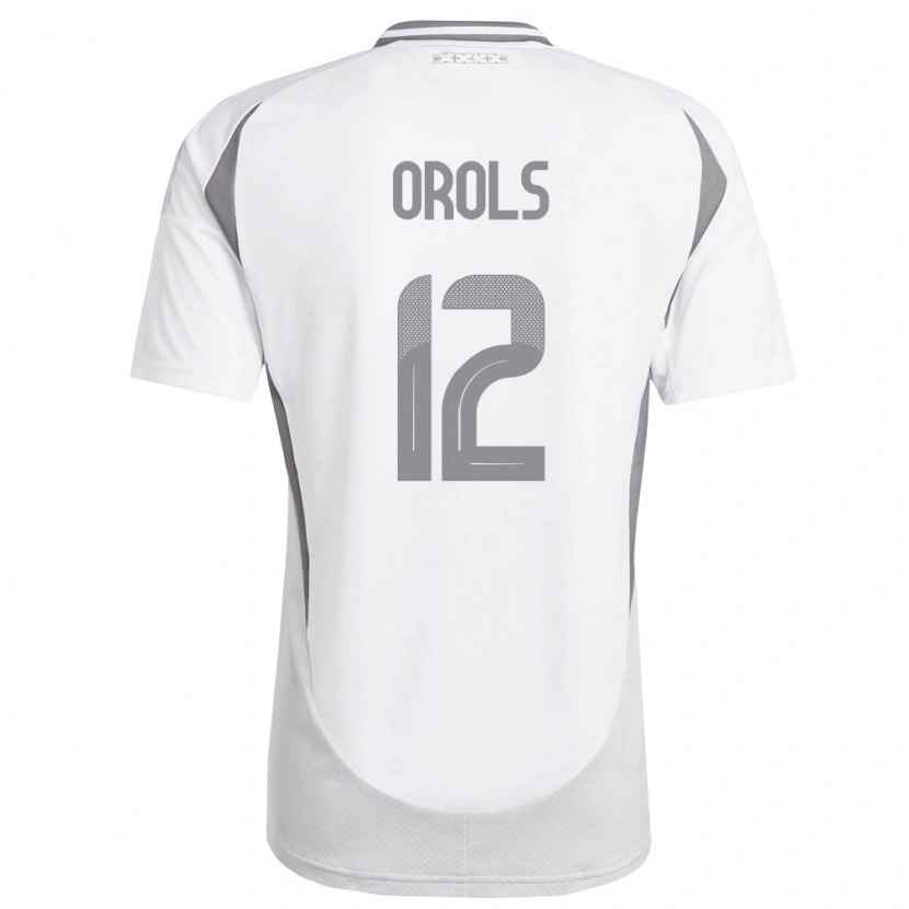 Danxen Mujer Camiseta Letonia Frenks Orols #12 Blanco Gris Oscuro 2ª Equipación 26-28 La Camisa