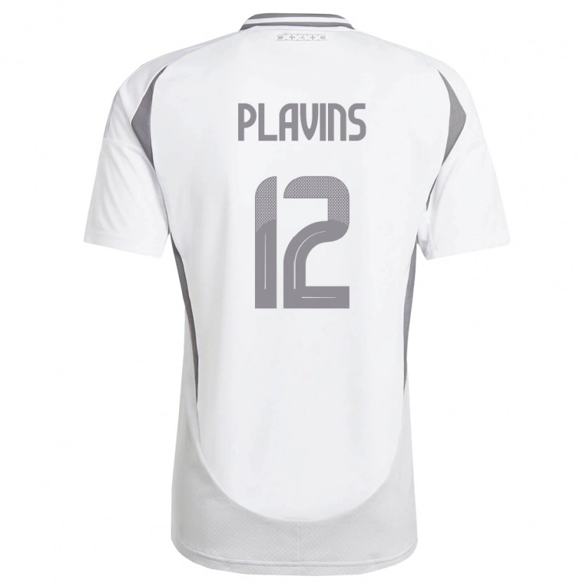 Danxen Mujer Camiseta Letonia Krists Plavins #12 Blanco Gris Oscuro 2ª Equipación 26-28 La Camisa