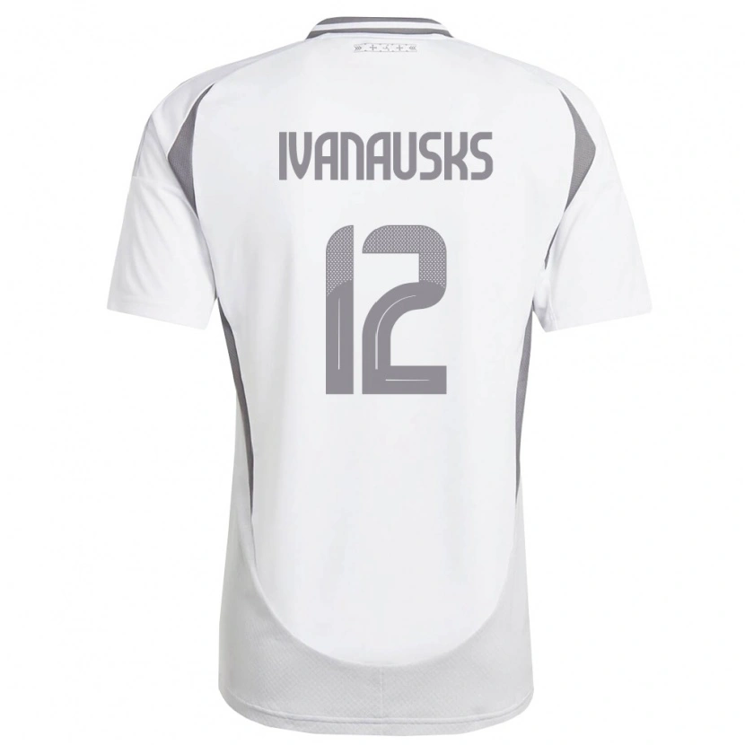 Danxen Mujer Camiseta Letonia Ivans Ivanausks #12 Blanco Gris Oscuro 2ª Equipación 26-28 La Camisa