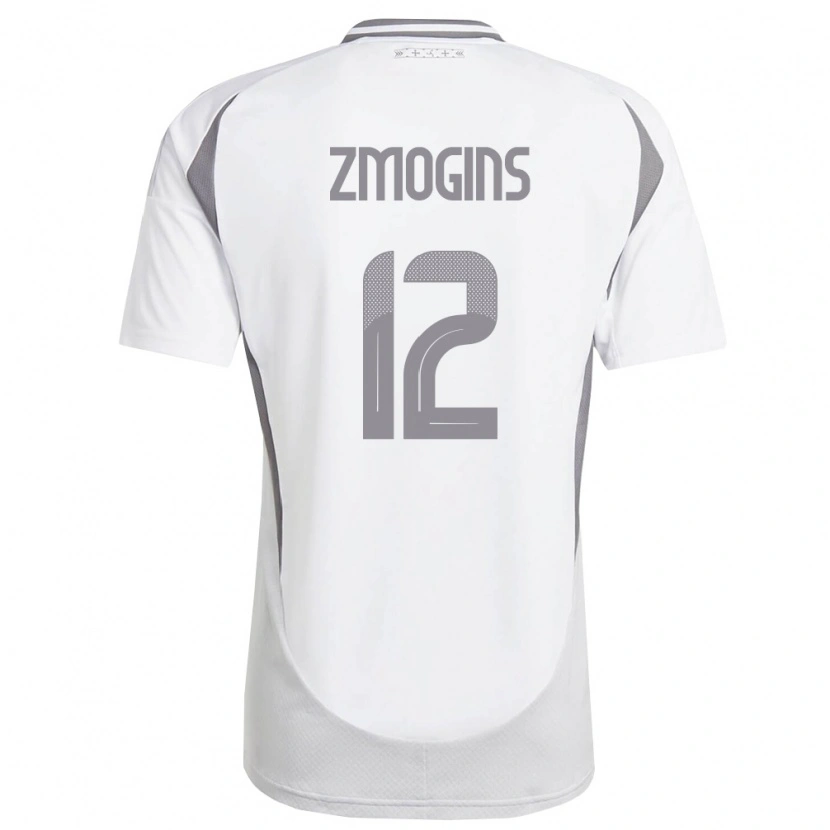 Danxen Mujer Camiseta Letonia Reinis Zmogins #12 Blanco Gris Oscuro 2ª Equipación 26-28 La Camisa