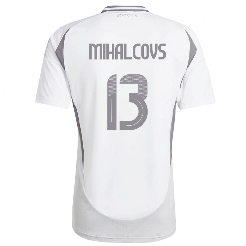 Danxen Mujer Camiseta Letonia Glebs Mihalcovs #13 Blanco Gris Oscuro 2ª Equipación 26-28 La Camisa
