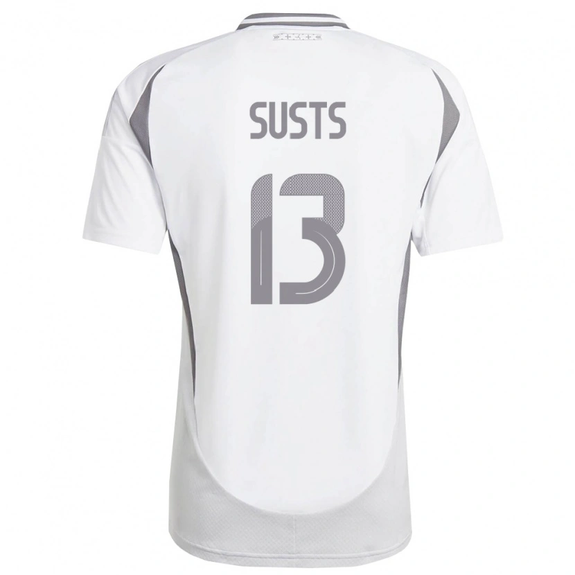 Danxen Mujer Camiseta Letonia Marcis Susts #13 Blanco Gris Oscuro 2ª Equipación 26-28 La Camisa