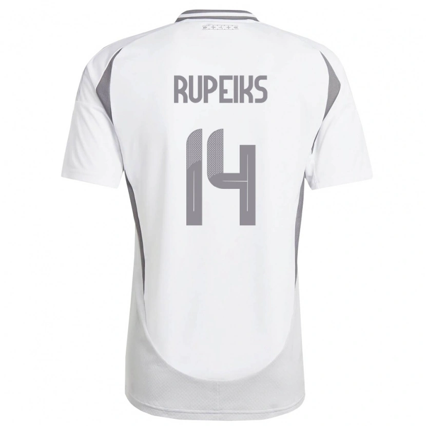 Danxen Mujer Camiseta Letonia Krisjanis Rupeiks #14 Blanco Gris Oscuro 2ª Equipación 26-28 La Camisa
