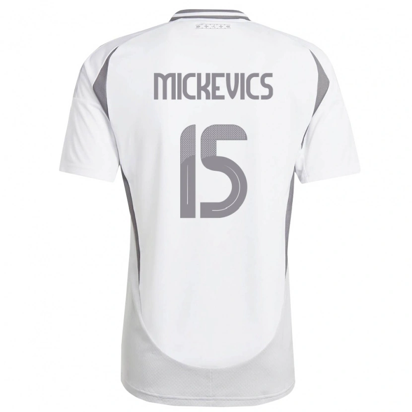 Danxen Mujer Camiseta Letonia Tomass Mickevics #15 Blanco Gris Oscuro 2ª Equipación 26-28 La Camisa