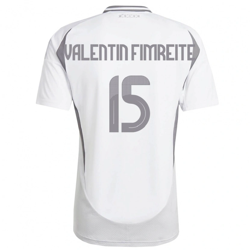 Danxen Mujer Camiseta Letonia Gabriel Valentin Fimreite #15 Blanco Gris Oscuro 2ª Equipación 26-28 La Camisa
