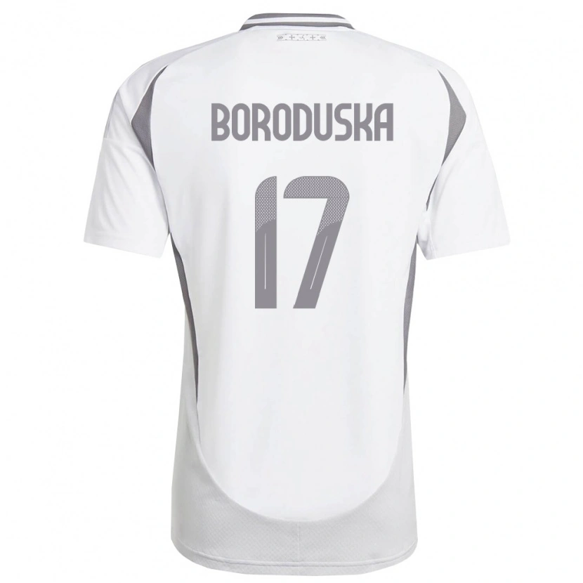 Danxen Mujer Camiseta Letonia Eriks Boroduska #17 Blanco Gris Oscuro 2ª Equipación 26-28 La Camisa