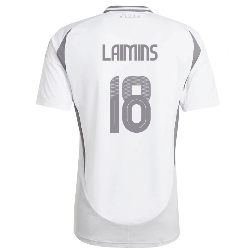 Danxen Mujer Camiseta Letonia Rodrigo Laimins #18 Blanco Gris Oscuro 2ª Equipación 26-28 La Camisa