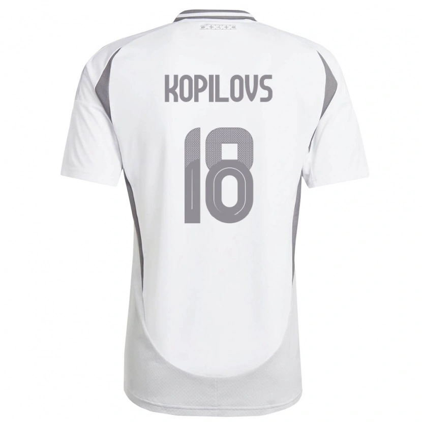 Danxen Mujer Camiseta Letonia Maksims Kopilovs #18 Blanco Gris Oscuro 2ª Equipación 26-28 La Camisa