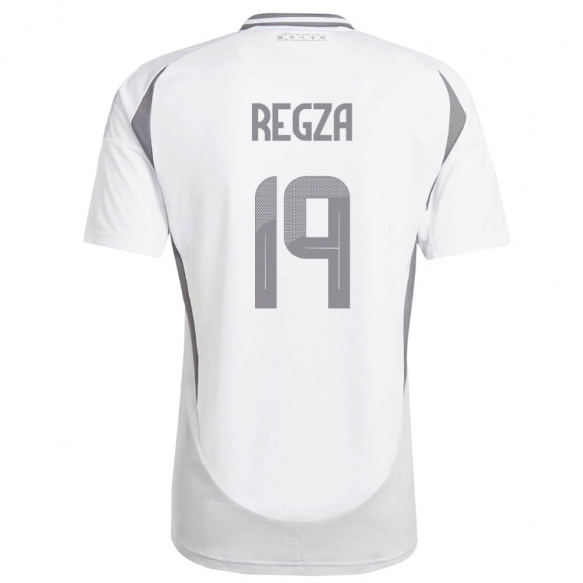 Danxen Mujer Camiseta Letonia Marko Regza #19 Blanco Gris Oscuro 2ª Equipación 26-28 La Camisa