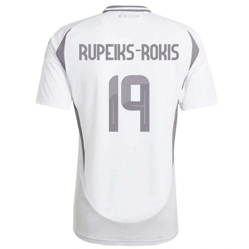 Danxen Mujer Camiseta Letonia Janis Rupeiks-Rokis #19 Blanco Gris Oscuro 2ª Equipación 26-28 La Camisa