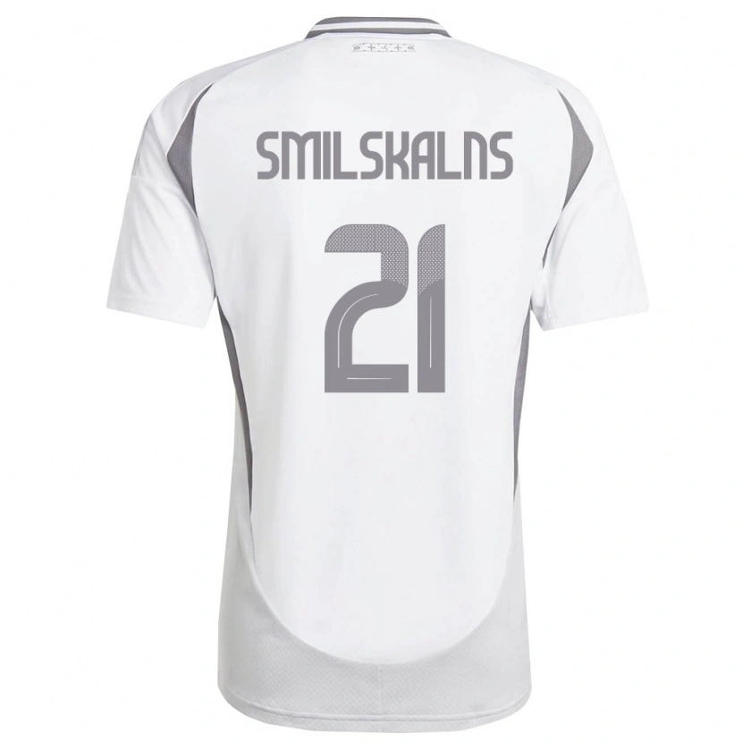 Danxen Mujer Camiseta Letonia Gundars Smilskalns #21 Blanco Gris Oscuro 2ª Equipación 26-28 La Camisa