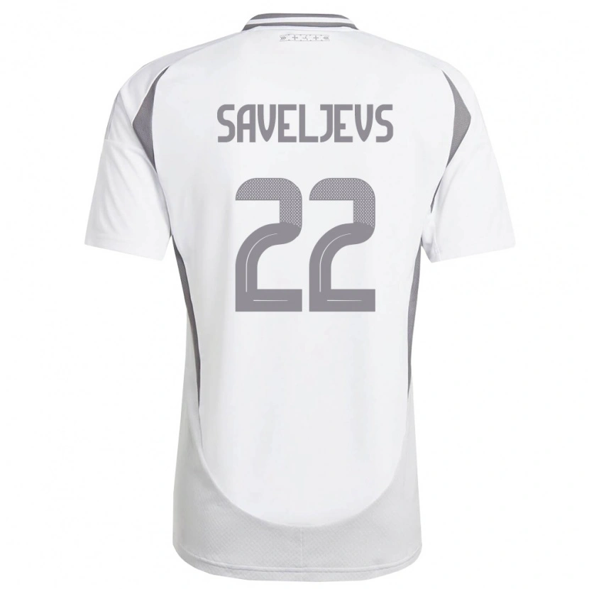 Danxen Mujer Camiseta Letonia Aleksejs Saveljevs #22 Blanco Gris Oscuro 2ª Equipación 26-28 La Camisa
