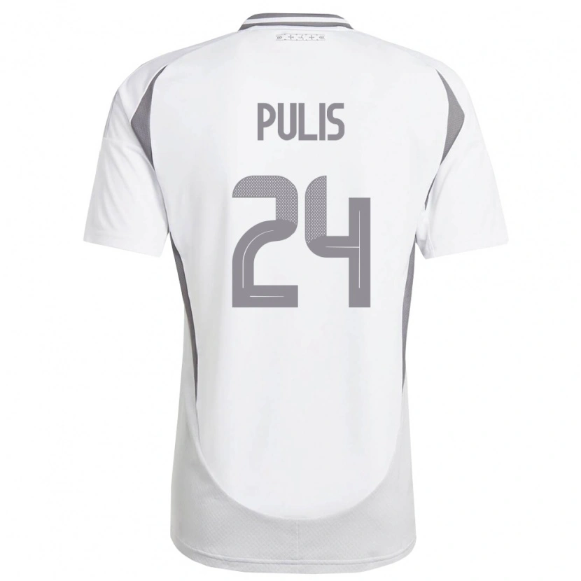 Danxen Mujer Camiseta Letonia Ingars Pulis #24 Blanco Gris Oscuro 2ª Equipación 26-28 La Camisa