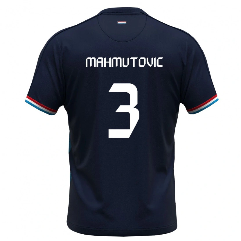Danxen Mujer Camiseta Luxemburgo Enes Mahmutovic #3 Azul Real Rojo 2ª Equipación 26-28 La Camisa