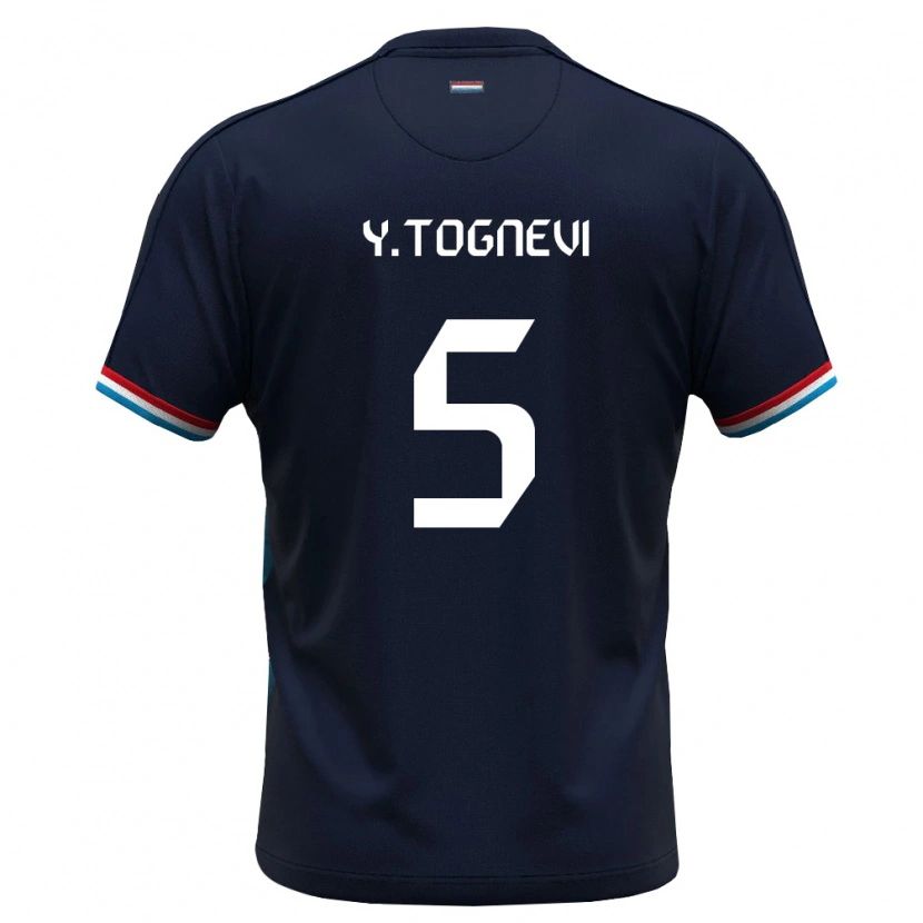 Danxen Mujer Camiseta Luxemburgo Yao Edevi Elias Tognevi #5 Azul Real Rojo 2ª Equipación 26-28 La Camisa