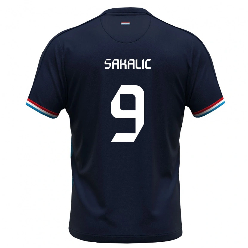 Danxen Mujer Camiseta Luxemburgo Adin Sakalic #9 Azul Real Rojo 2ª Equipación 26-28 La Camisa