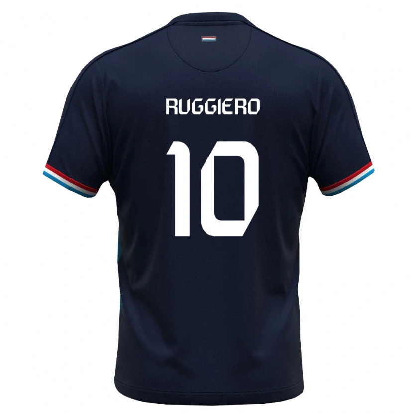 Danxen Mujer Camiseta Luxemburgo Domenico Ruggiero #10 Azul Real Rojo 2ª Equipación 26-28 La Camisa